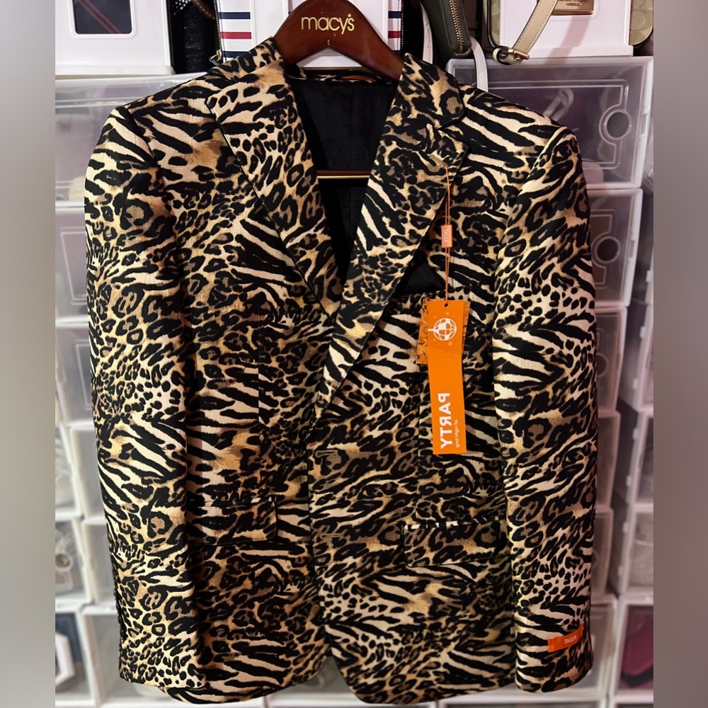 Tallia Macy’s leopard blazer men’s 40 Short